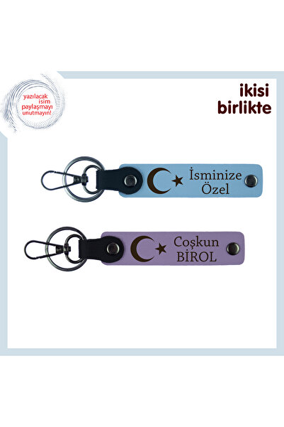 Asortishey Set of 2 Keychains with Names Written, Sky Blue-Purple, Meaningful...