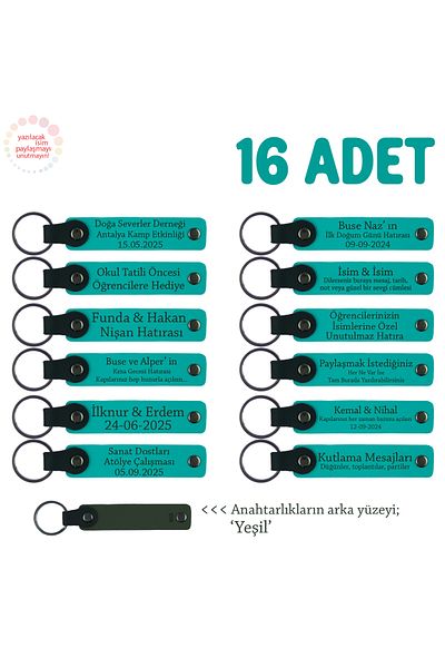 Miaju For Father's Day, Keychain with Name and Special Message, 16 Pieces, Dark Turquoise & Green