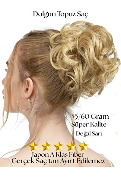 YARAT Tokalı Saç Topuz Toka Lastikli Sarı Saçlı Süper Kalite Dolgun Saçlı Toka