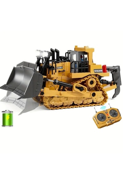 YYONG Remote Control Bulldozer Lighted Construction Vehicle for Boys Ages 7-12