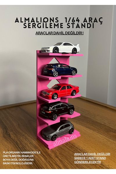 almalions 1/64 Scale Vehicle Display Stand (for 5 Vehicles) - Pink - Vehicles Not Included!
