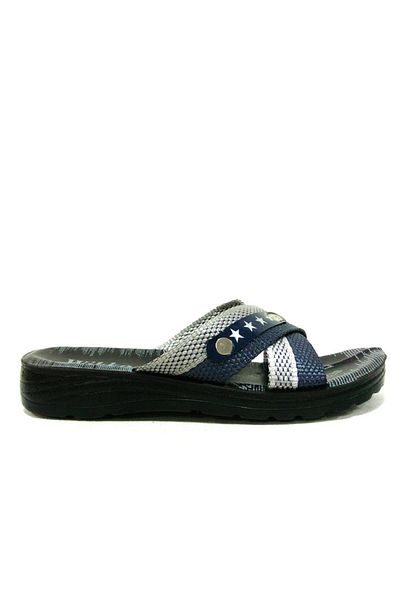 Wikko Navy Blue Gray Cross Rope Anatomical Children's Slippers