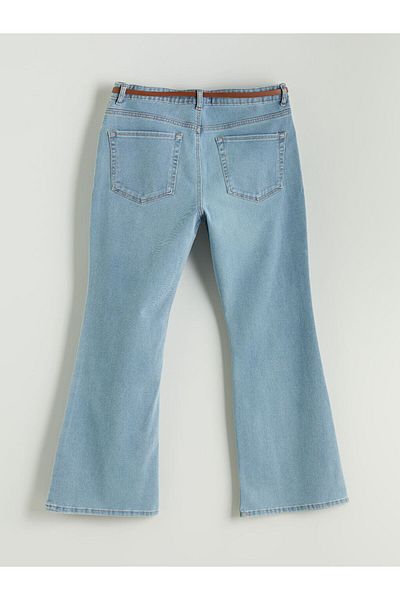 LC Waikiki LCW Jeans Indigo με ζώνη μέσης Mars Flare Γυναικείο τζιν παντελόνι S5DM22Z8NVY25