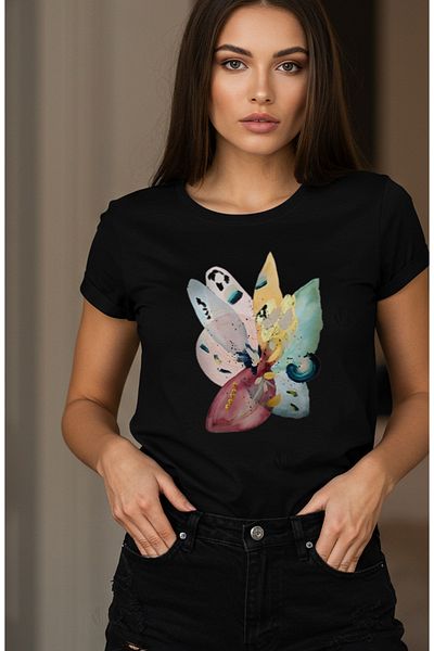 PARUNIV Tricou dama Flori Abstract Flower Watercolor