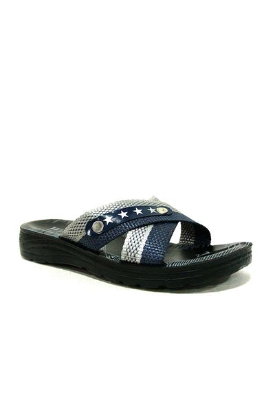 Wikko Navy Blue Gray Cross Rope Anatomical Children's Slippers