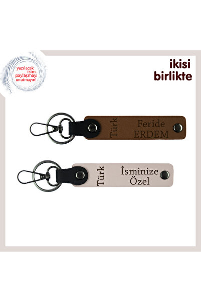 Asortishey Turkish Writing Name & Surname Special 2-Piece Keychain Gift, Ligh...