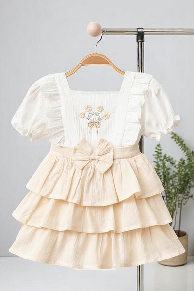 minuma Girl's Layered Bow Dress 2/5 Years