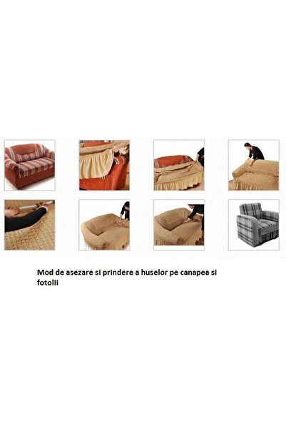 OEM Husa elastica pentru coltar, fara volanas, ZUBI HOME, Model Jacquard Bej in dungi