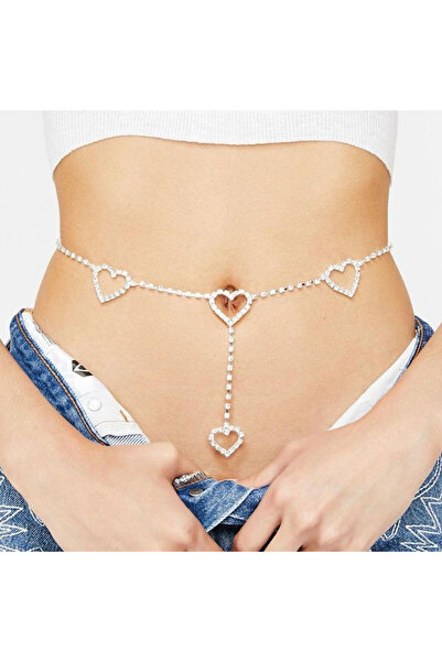 Flaner Paris Accessorize Taşlı Kalp Detaylı Bel Zinciri ,Kadın Vücut Aksesuar...