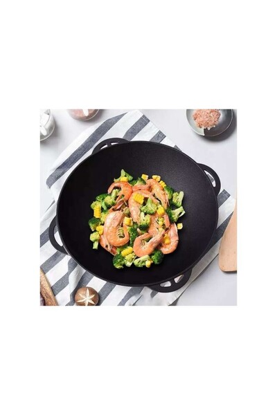 Perfect Home Litinový wok hrnec s poklicí, 3 v 1, 32x14 cm