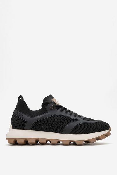 MARCOMEN Men's Thick Sole Knitted Lace-Up Sneaker Mc 21326 Black