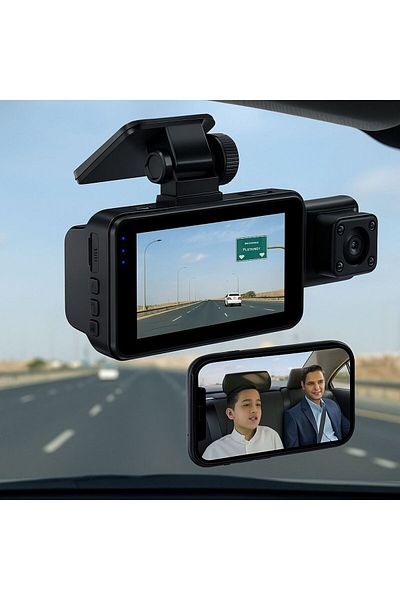 camera Dash Cam Car 3 Lens Front, Interior, and Rear (Small)