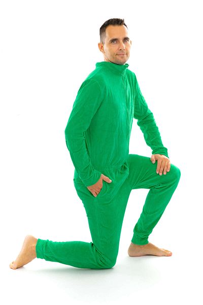 dendy Pánský overal plyšový dlouhý Classic green 339/L