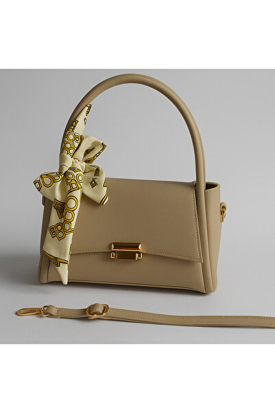 ROYAL LADYS Geantă de damă cu mâner și curea reglabilă, detaliu auriu + eșarf...