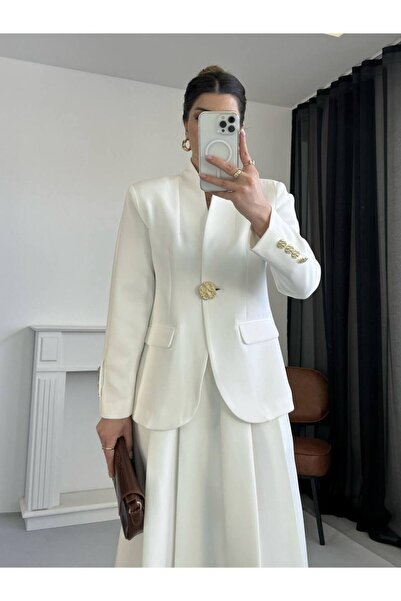 Hotfashion GOLD DÜĞMELİ DİK YAKA BLAZER CEKET