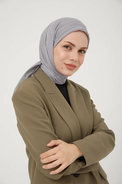MENESSA Pleated Bamboo Scarf Gray