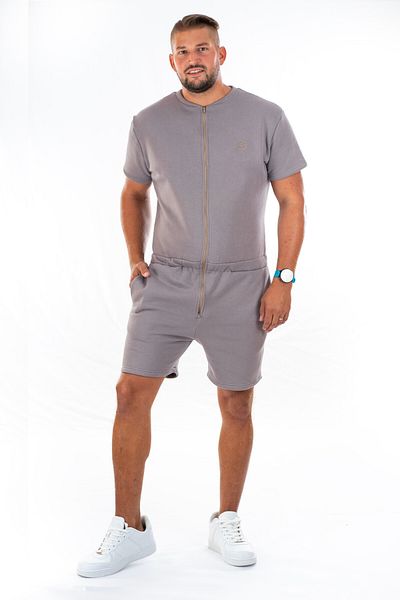 dendy Pánský overal teplákový krátký Grey 483/M