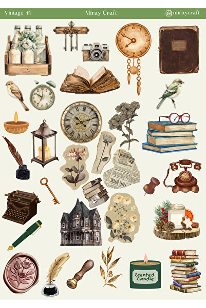 MirayDesign 1 αυτοκόλλητο με θέμα Vintage (12x17 cm) για Bullet Journal, Scra...
