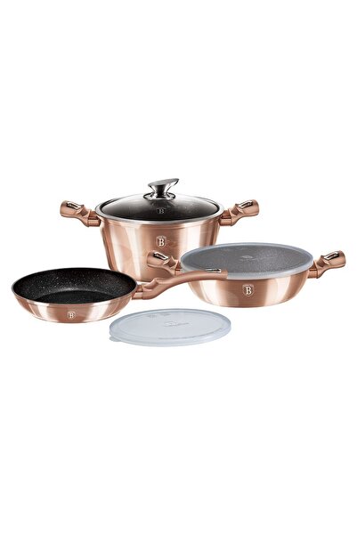 Berlinger Haus Set de oale si tigai, Metallic Line Rose Gold Collection, 6 pi...