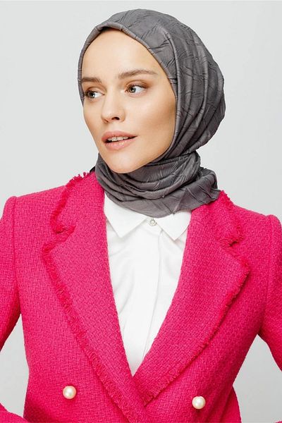MENESSA Pleated Bamboo Scarf Dark Gray