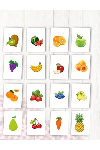 43 cici süsler organizasyon Intelligence Cards Matching Game Memory Card, Fruits Matching Cards Pvc Coated 2Pcs 32 Ad