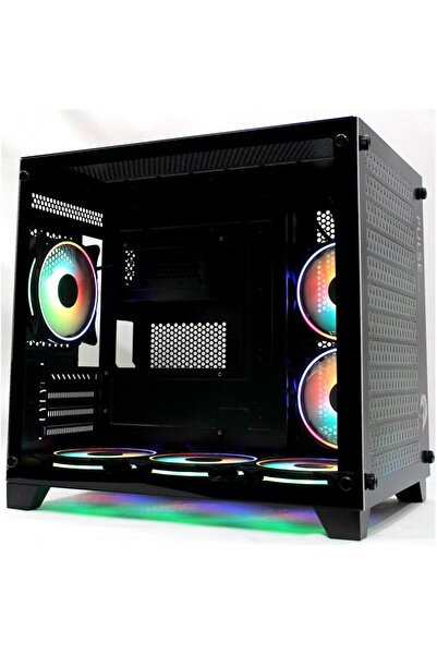 Universal Tiranozor Ti-Game Pulse Black 6 مروحة RGB صندوق ألعاب شبكي أسود بدو...