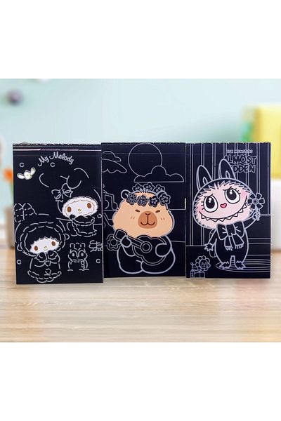 izmir yazici servis Kuromi Capybara Magic Scrapbook Set of 3 13X8 cm Total 36 Sheets Gift Set
