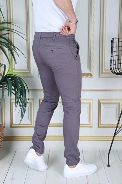 PHANTOM JEANS Men's Smoked Slim Fit Stretchy Lycra Dobby Linen Trousers Stylish Trousers with Lace-Up Belt and Elastic Waist