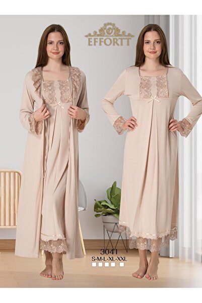 EM&FA TEKSTİL طقم ثوب نوم للحوامل مع تفاصيل من الدانتيل