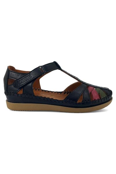 Venüs 25033540Y Women's Genuine Leather Colored Closed Perforated Velcro Sandals