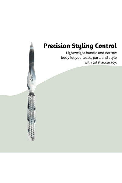 glitters Teasing Comb, Marble Design for Men and Women, Soft Handle, Black