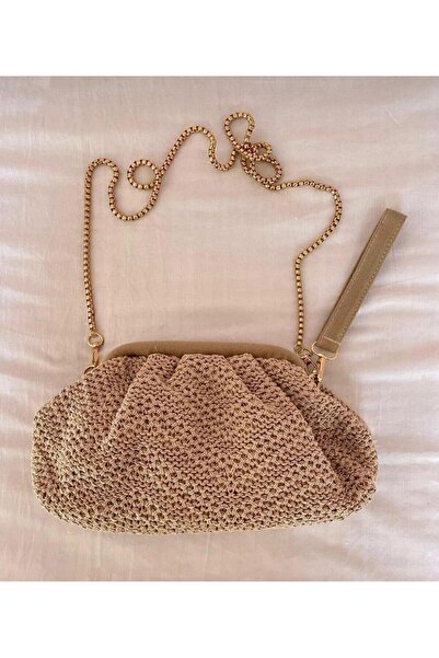 olivia gate Mink Color Straw Summer Women's Shoulder Handbag