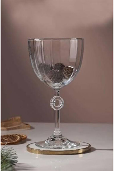 SEVEN7 Bardak cam çizgili ayaklı kadeh kokteyl