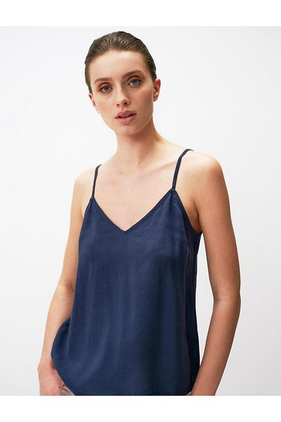 Jimmy Key Basic Blouse with V-Neck Straps