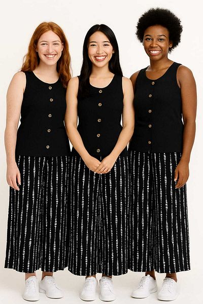 MODA Women's Very Comfortable Viscose Trouser Skirt with Elastic Waist
