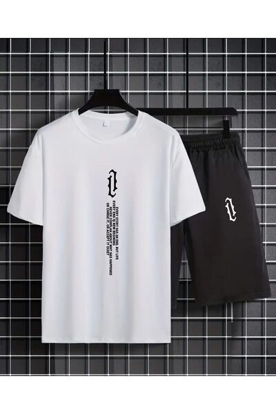 HOFFNUNG Full Short T-Shirt Shorts Stitch Printed Set