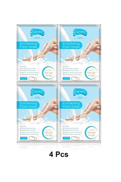 ALİVER مجموعة أليفر من 4 أقنعة تقشير القدم بالحليب الأبيض