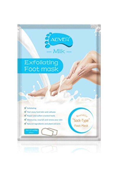 ALİVER قناع تقشير القدمين بالحليب من أليفر - أبيض، 40 جرام