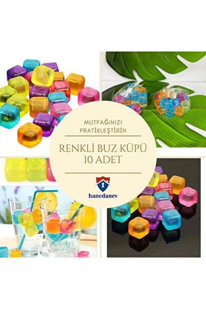 Hanedanev مكعبات ثلج ملونة 10 قطع مكعبات ثلج كروية مكعبات ثلج غير قابلة للانه...