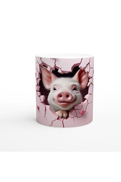 MESCHAIN كوب مطبوع عليه خنزير لطيف ينظر من خلال الكراك