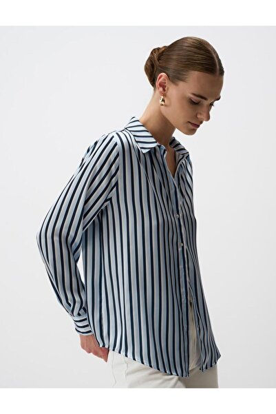 Jimmy Key Line Patterned Long Sleeve Satin Shirt