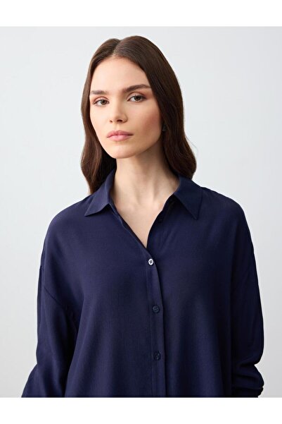 Jimmy Key Loose fit Shirt Collar Woven Dark Blue Shirt