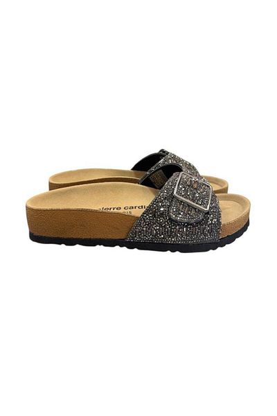 Pierre Cardin Anatomical Sole Buckle Stone Embroidered Slippers