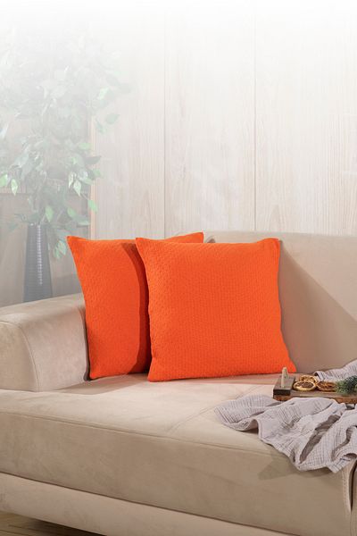 LADYNİL Bohemian 2-Piece Throw Pillow Case Decorative Pillow Case 45X45 Zippered Orange
