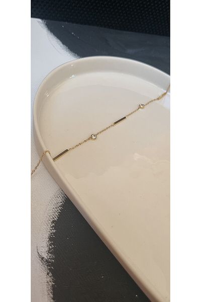 AKSESUARIM Stylish, Zircon Stone Suitable for Combinations, Design, Tarnish-Resistant Steel Anklet