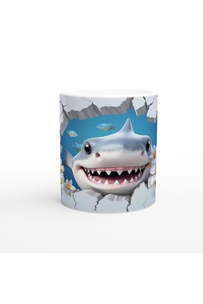 MESCHAIN كوب به شعار "القرش المبهج تحت الماء" الذي يثقب الجدار