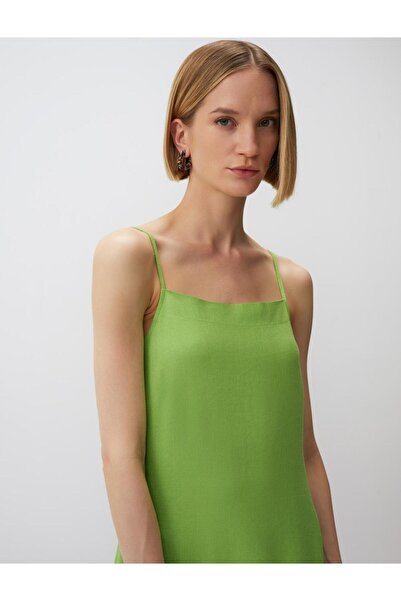 Jimmy Key Halter Neck Strappy Basic Midi Linen Dress