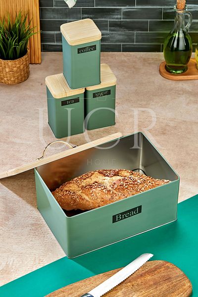 UCR HOME Retro Style Metal Bread Bin and Jar Set Bread Basket Bread Box