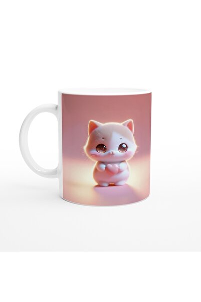 Generic Brand Cute Cat Figured Printed Mug Cup with Heart