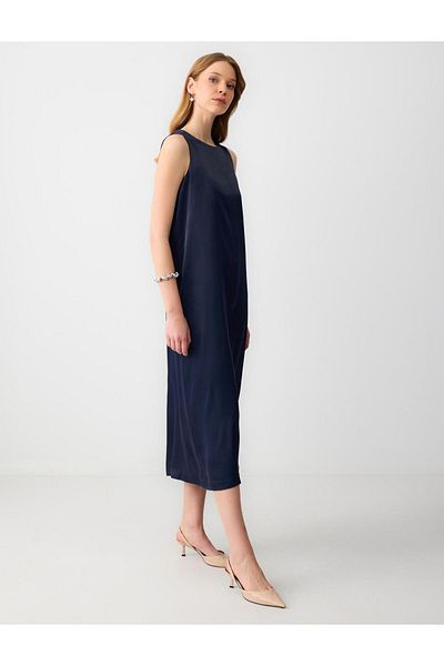 Jimmy Key Navy Sleeveless Midi Dress
